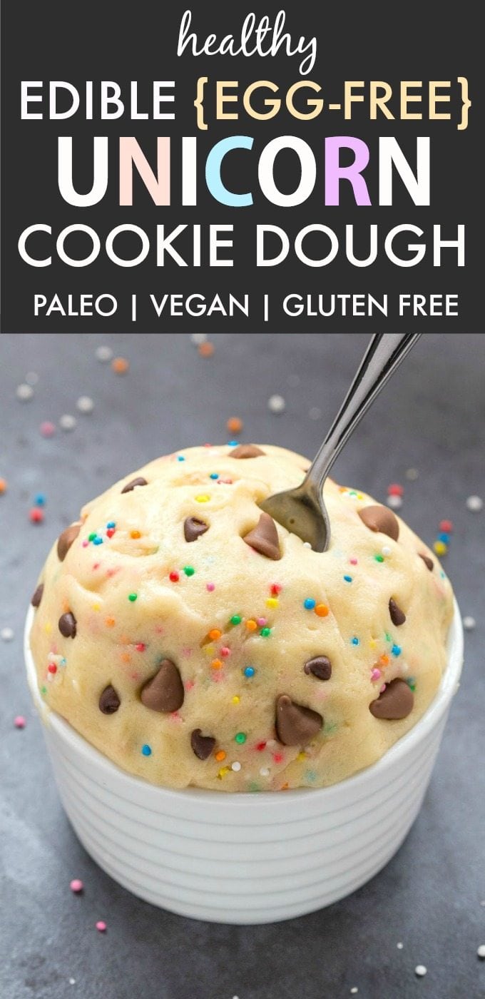 Healthy Edible Egg Free Unicorn Cookie Dough Paleo Vegan Gluten Free