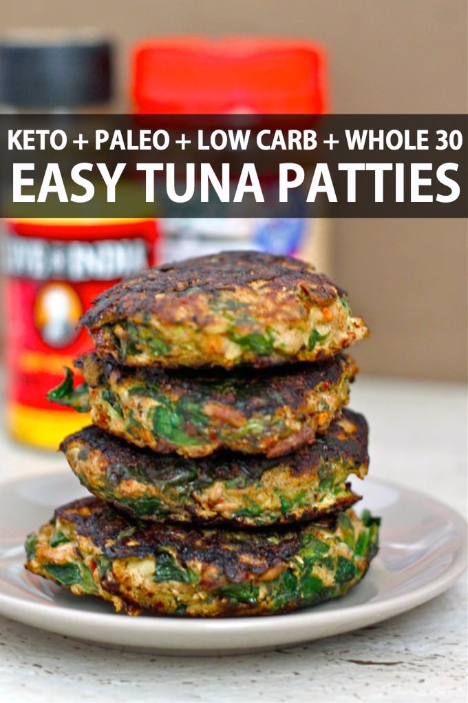 Easy Paleo and Keto Tuna Patties are made with canned tuna and made without breadcrumbs- Ready in 5 minutes and perfect for meal prep and dinner/lunch! 