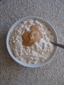 Overnight oats topped with Barney Butter