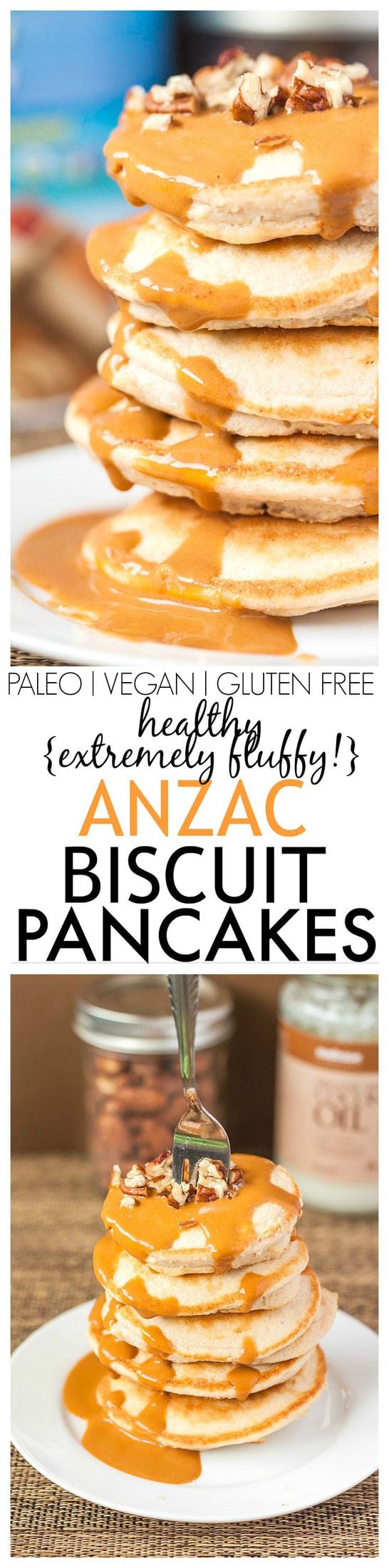 Hands down, the fluffiest 'healthy' pancakes you'll ever make thanks to a secret method- Delicious, filling and chock full of protein! {vegan, gluten free, paleo}