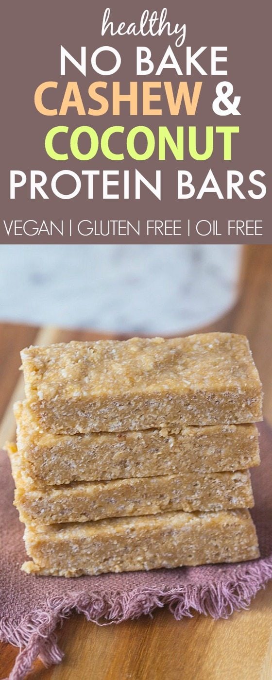 Healthy No Bake Cashew Coconut High Protein Bars- NO nasties and ready in just 5 minutes, these have amazing texture! {vegan, gluten free, oil free recipe}- thebigmansworld.com