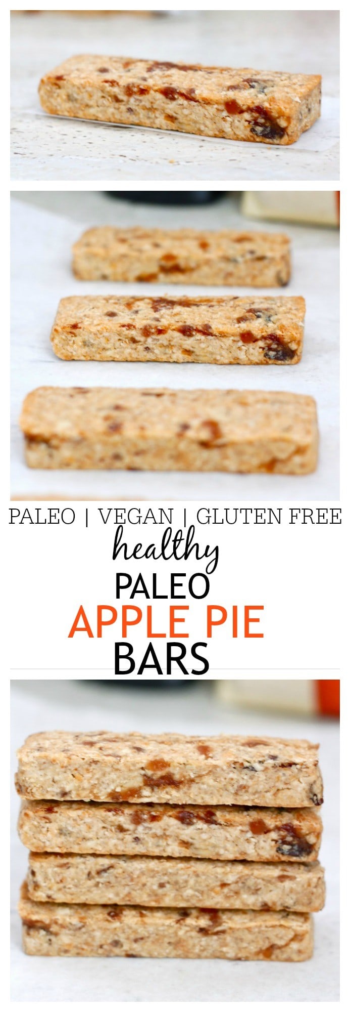 Healthy Paleo Apple Pie Bars- These easy, baked Apple Pie bars taste exactly like the comforting dessert minus all the guilt! Paleo, Gluten Free, Vegan and refined sugar free- These bars are the perfect snack between meals! @thebigmansworld -thebigmansworld.com