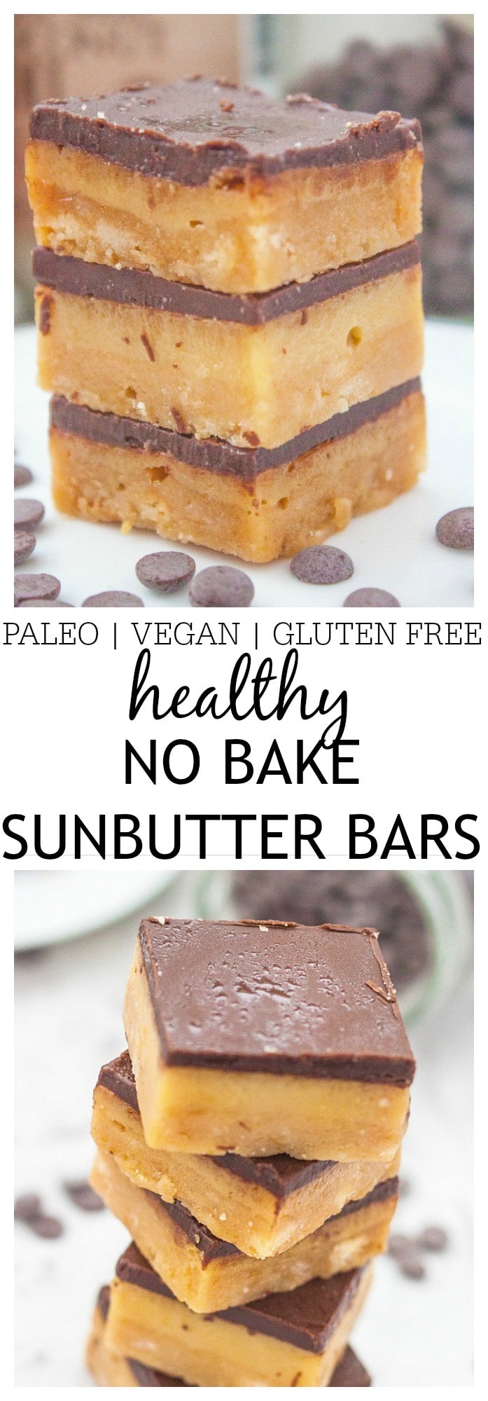 Healthy No Bake SunButter Bars which are a quick and easy dessert or snack which takes no time and can be completely allergen friendly! {vegan, gluten free, paleo recipe}- thebigmansworld.com