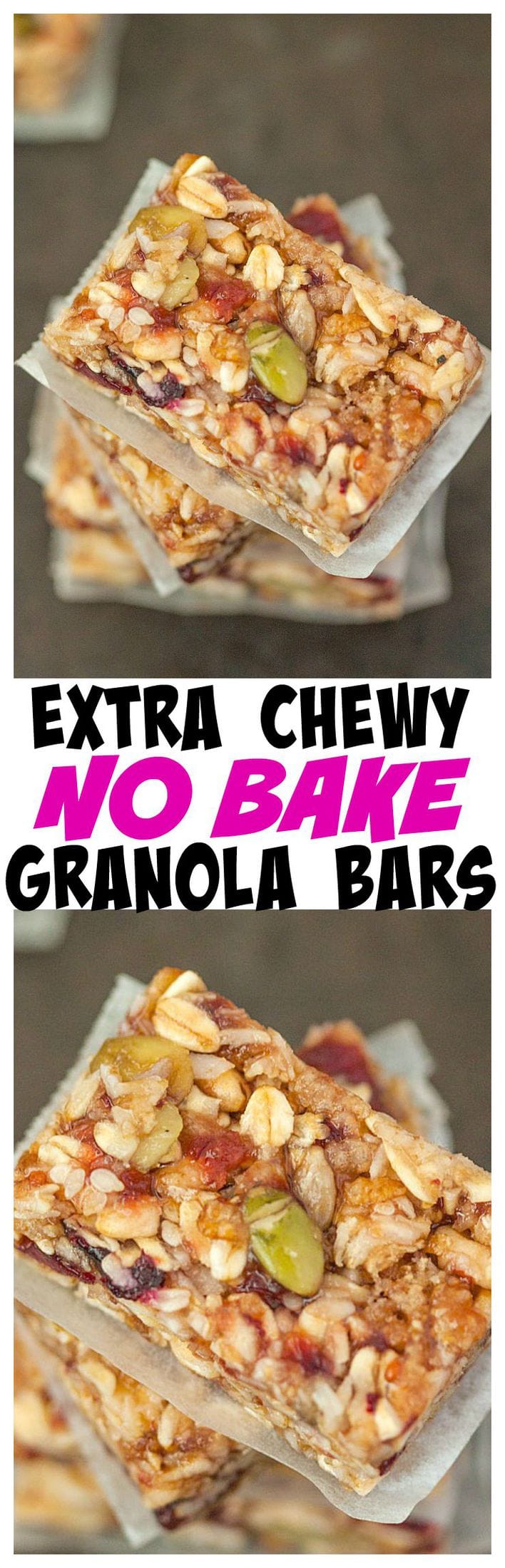 Extra Chewy and customisable no bake granola bars which take 5 minutes to whip up- BETTER than store bought! {vegan, gluten free, dairy free recipe}- thebigmansworld.com