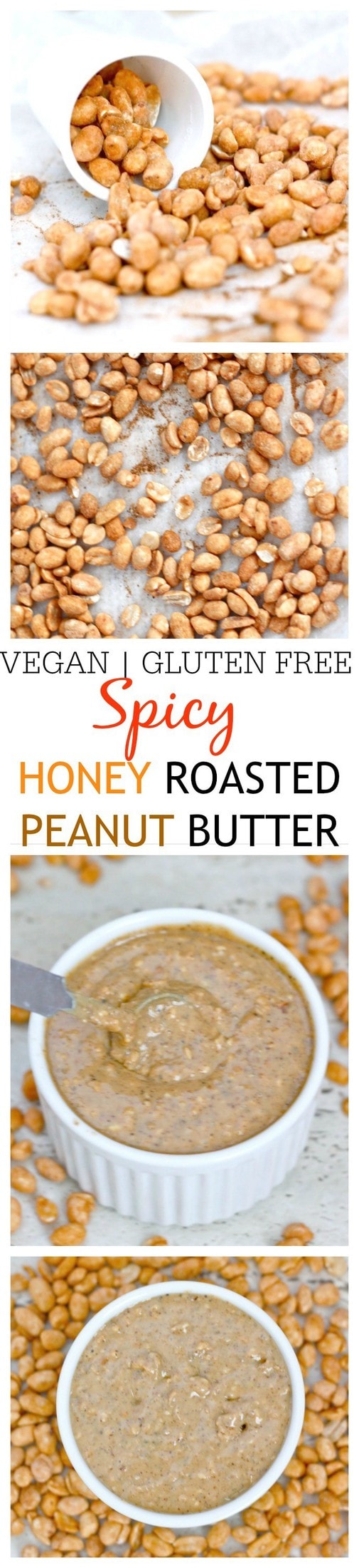 Spicy Honey Roasted Peanut Butter- Just 5 minutes and a high speed blender is all you'll need to whip up the BEST tasting peanut butter ever- Spicy, sweet, salty- It's a texture lover's dream which is also gluten free, refined sugar free and a vegan option!  @thebigmansworld -thebigmansworld.com