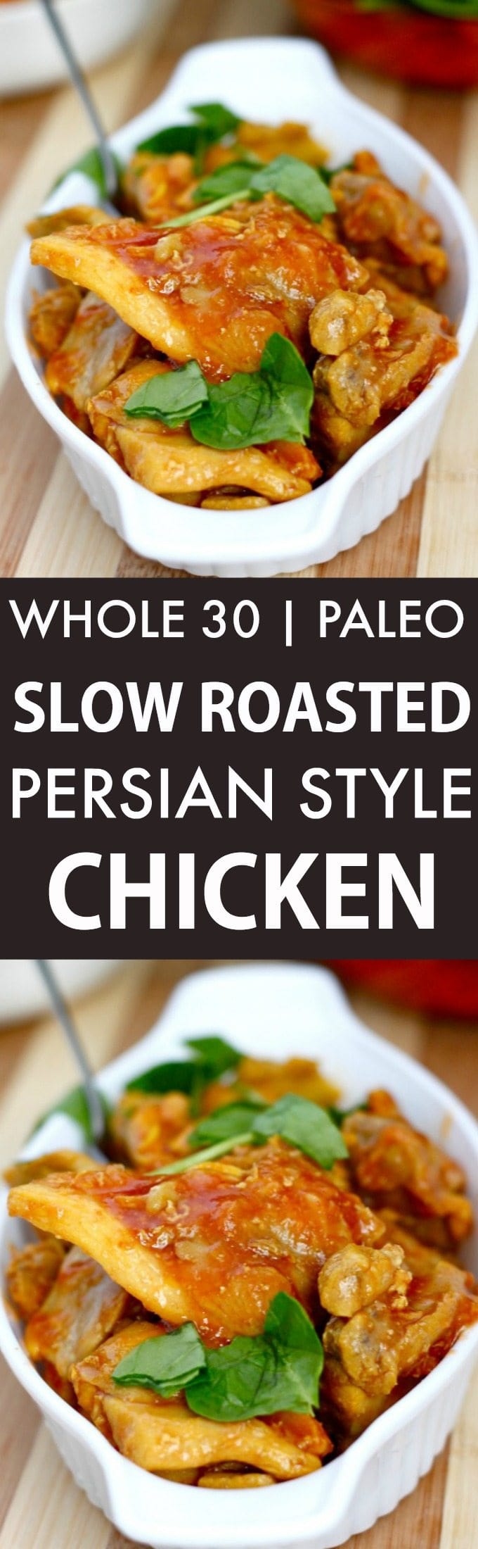 Slow Roasted Persian Chicken (Whole 30, Paleo, GF)- Whole30 Friendly juicy, moist and EASY Persian style chicken perfect for a low carb, high protein and flavorful meal- Lunch, dinner and freezer friendly! {paleo, gluten free, whole30}- thebigmansworld.com