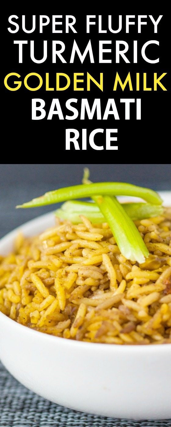 Super Fluffy Turmeric Golden Milk Basmati Rice- Fragrant, easy and LOADED with nutrients and flavor! {vegan, gluten free, dairy free recipe}- thebigmansworld.com