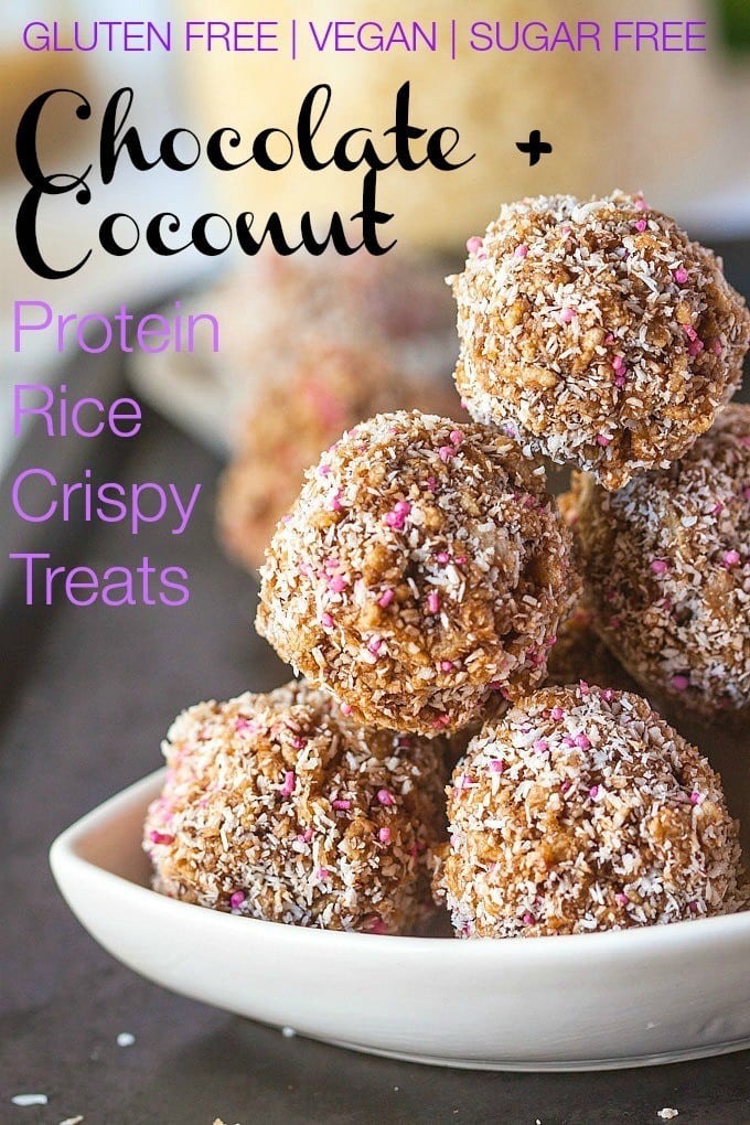 Chocolate Protein Rice Crispy Treats- A delicious #vegan #glutenfree and #sugarfree no bake treat perfect for snacking or pre/post workout nutrition! - thebigmansworld.com