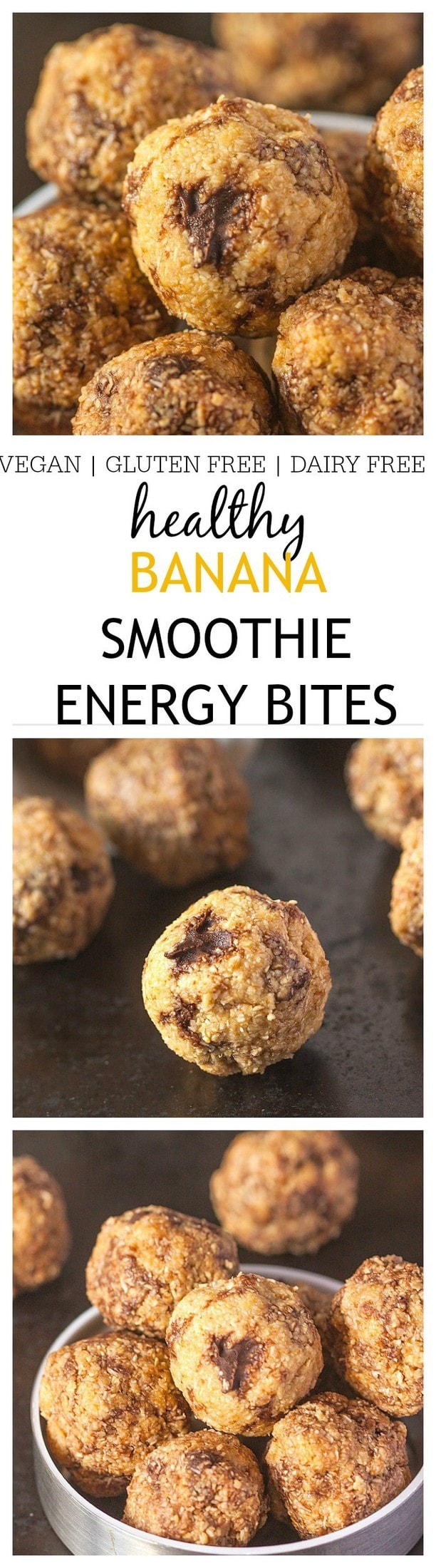 Healthy {Protein Packed!} Banana Smoothie Energy Bites- A single serving no bake breakfast recipe which has the flavours of a banana smoothie without the need to whip out the blender! Easy, quick and the perfectly balanced meal- Gluten free, high protein and no added sugar! @thebigmansworld - thebigmansworld.com
