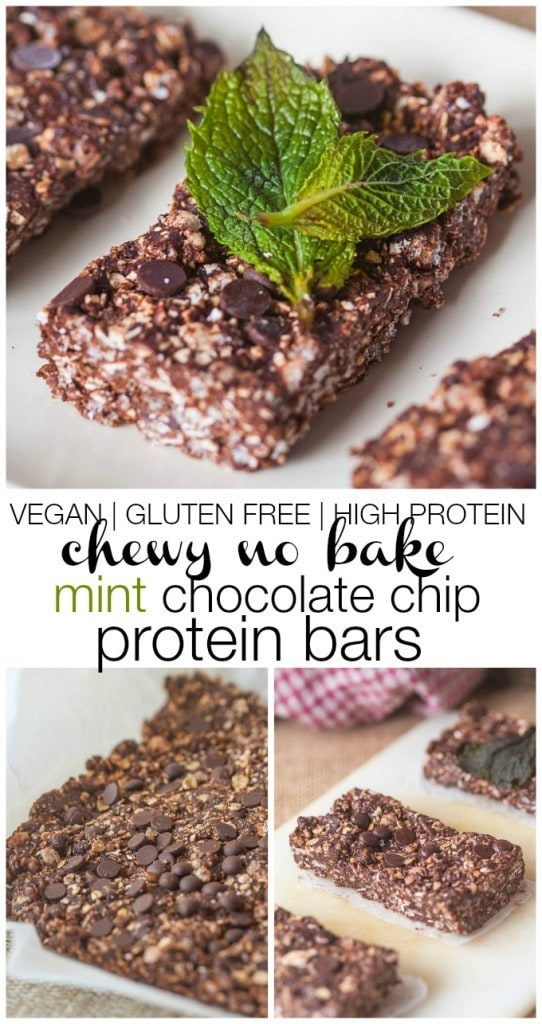 chewy mint chocolate chip protein bars