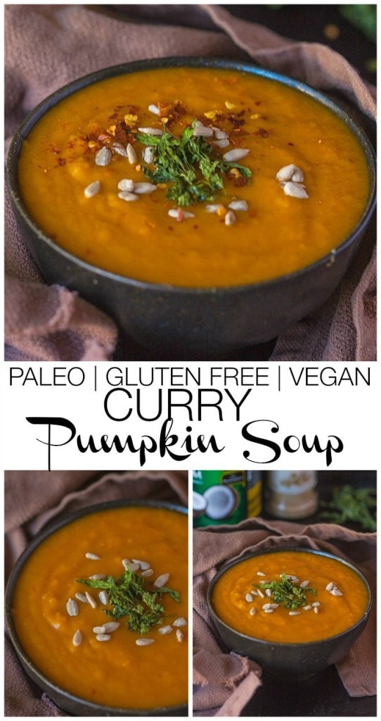 Paleo Curry Pumpkin Soup- Just FIVE ingredients are needed to make this filling, hearty, spicy and #paleo friendly soup- Two options of cooking it and also #vegan and #glutenfree - thebigmansworld.com