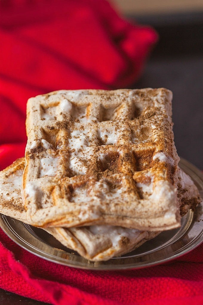 Healthy Cinnamon Roll Waffles