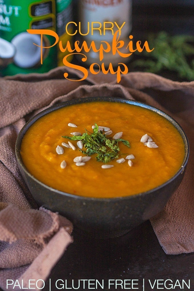 Paleo Curry Pumpkin Soup- Just FIVE ingredients are needed to make this filling, hearty, spicy and #paleo friendly soup- Two options of cooking it and also #vegan and #glutenfree - thebigmansworld.com