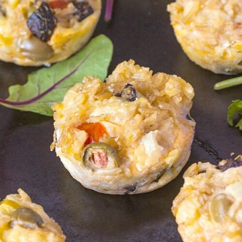 Healthy Brown Rice Pizza Muffins- These portable, easy and delicious muffins taste like pizza! Flourless, #glutenfree and high protein, these muffins are the perfect breakfast, meal or snack choice! -thebigmansworld.com @thebigmansworld.com