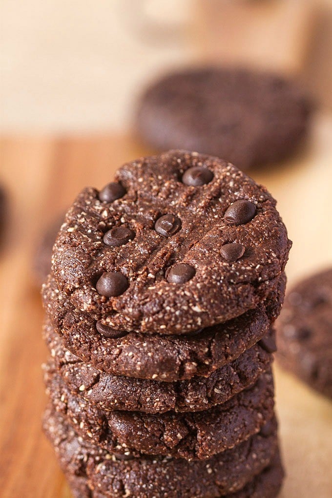Healthy No Bake Triple Chocolate {protein optional!} cookies- One bowl and 10 minutes is all you'll need to whip up these delicious No Bake cookies- Vegan, Gluten Free and completely sugar free with a protein option! -thebigmansworld.com @thebigmansworld.com