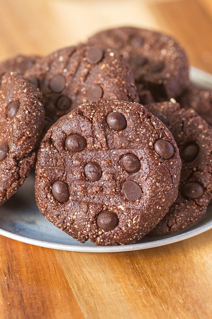 Healthy No Bake Triple Chocolate Protein Cookies