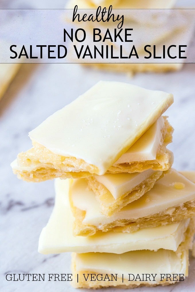 Healthy {3 INGREDIENT} No Bake Salted Vanilla Slice- One recipe. Three ways. This Healthy No Bake Salted Vanilla Slice requires just THREE ingredients to whip up and depending on which method you choose, can be vegan, gluten free and refined sugar free! If all else fails, try the fool proof version!  @thebigmansworld -thebigmansworld.com