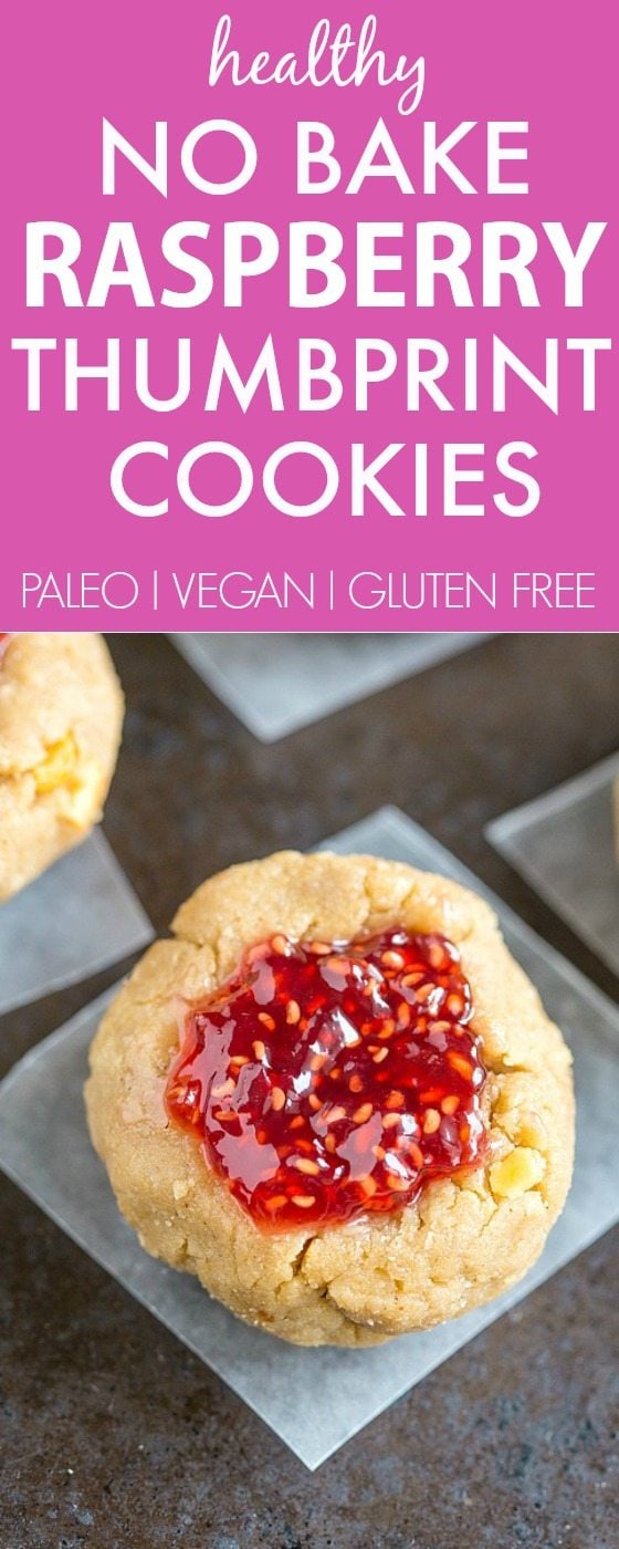 Healthy NO BAKE Thumbprint Cookies which are easy, customisable and SO delicious- NO butter, grains, sugar or nasties! {vegan, gluten free, paleo recipe}- thebigmansworld.com