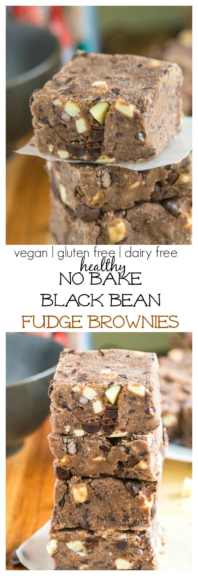 No Bake Black Bean Fudge Brownies- 1 bowl + 10 minutes- High in protein + Fiber- Naturally vegan, gluten free, allergy free + dairy free! @thebigmansworld - thebigmansworld.com