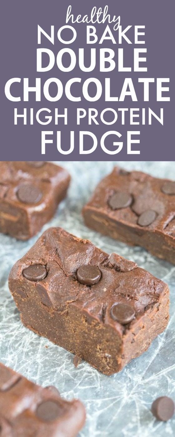Healthy NO BAKE Double Chocolate Fudge - LOADED with chocolate flavor, but secretly packed with protein and made with NO butter, oil or sugar- One of the most popular pins! {vegan, gluten free, paleo recipe}- thebigmansworld.com