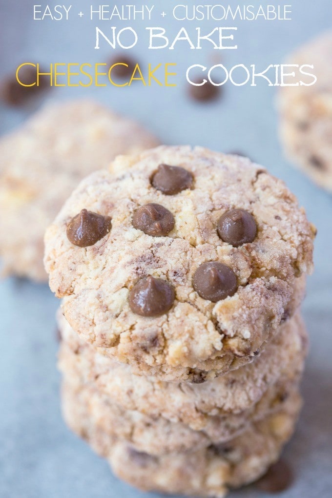 Easy, healthy and customisable No Bake Cheesecake Cookies- These are SO easy and need just two ingredients! 