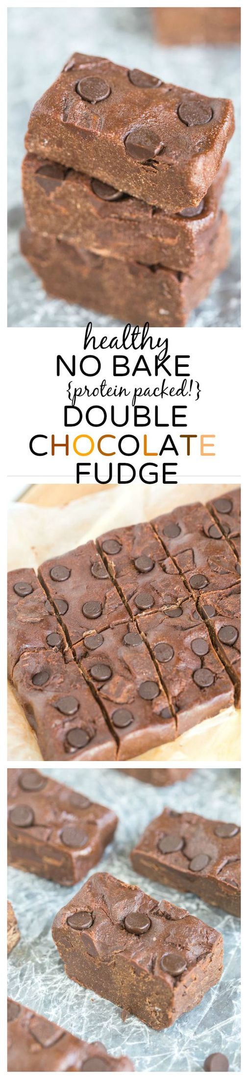 Healthy No Bake Double Chocolate Fudge- A delicious dessert or snack- naturally gluten free, there's a vegan, paleo and high protein option! 