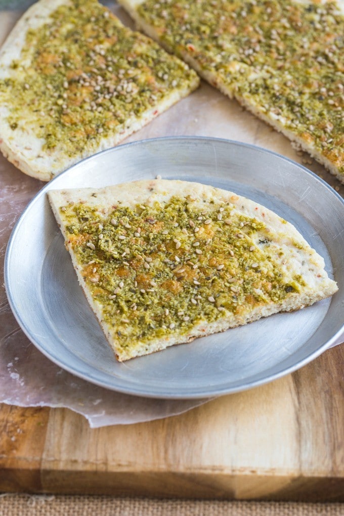 Paleo Lebanese Flatbread- Just four ingredients are needed and no oven- A delicious low carb snack or light meal! {Paleo, Whole 30 and gluten free!}