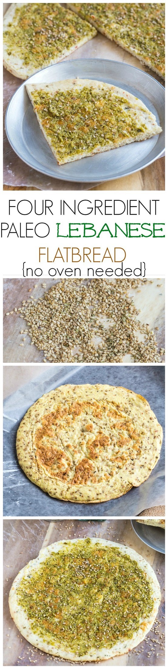 Paleo Lebanese Flatbread- Just four ingredients are needed and no oven- A delicious low carb snack or light meal! {Paleo, Whole 30 and gluten free!}