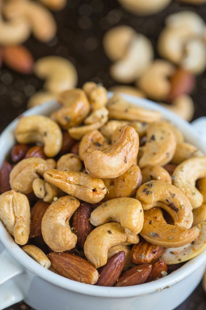 Airplane Style Warm Nuts- Tested out three ways, these nuts are a delicious appetiser or snack chock full of spices! 