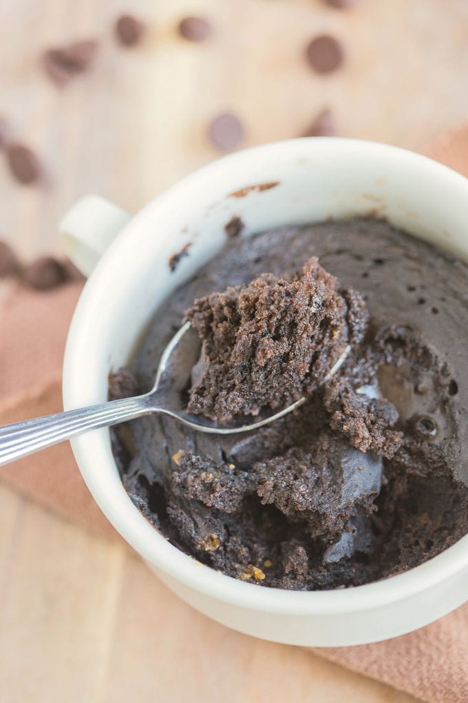 Healthy THREE Ingredient Flourless Chocolate Cake which takes ONE minute- Moist, fluffy and delicious, it clocks in at around 100 calories only- {Paleo, gluten free + tested Vegan option!} -thebigmansworld.com