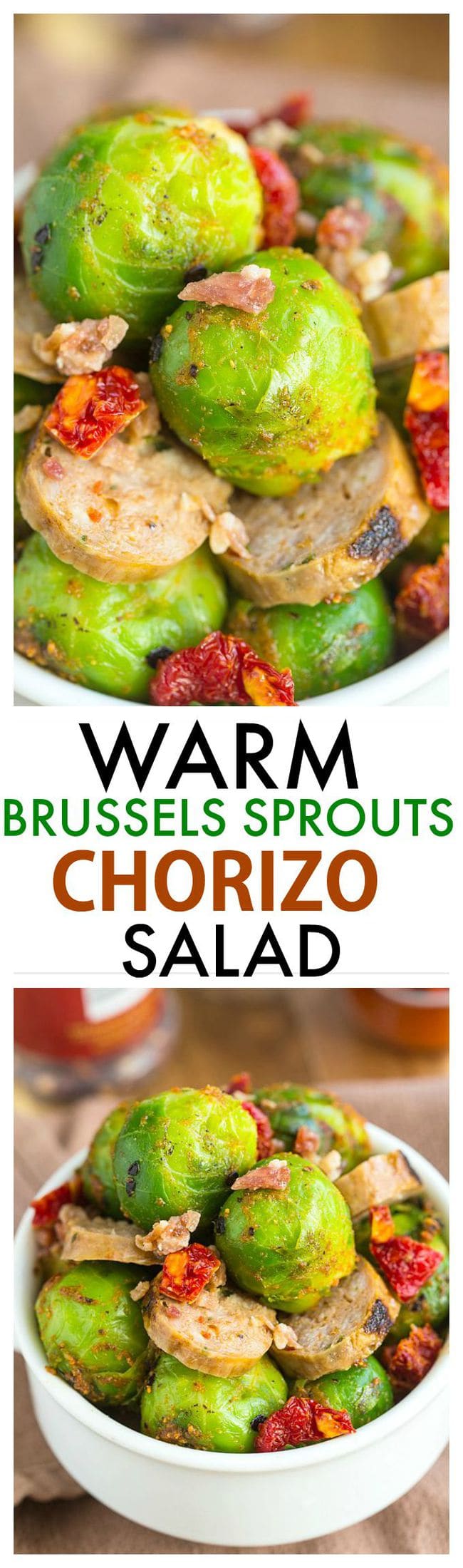 Warm Brussels Sprouts and Chorizo Salad- A quick and easy weeknight meal which takes less than 15 minutes- Filling, healthy and hearty- Perfect for a main or appetiser- thebigmansworld.com