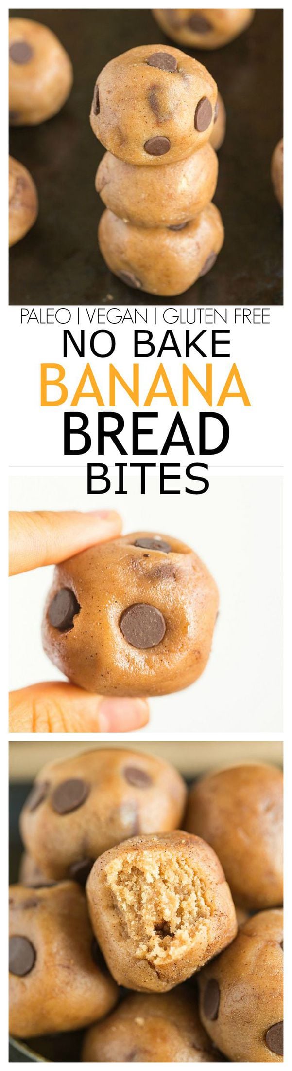 No Bake Banana Bread Bites (Paleo, Vegan, Gluten Free)