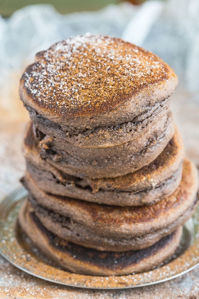 Thick and fluffy tiramisu flavoured pancakes which are actually healthy for you! Quick, easy and delicious, these pancakes are also paleo, gluten free, dairy free and come with a tested vegan option! 