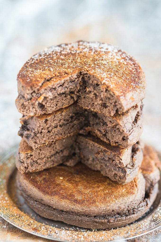 Thick and fluffy tiramisu flavoured pancakes which are actually healthy for you! Quick, easy and delicious, these pancakes are also paleo, gluten free, dairy free and come with a tested vegan option!