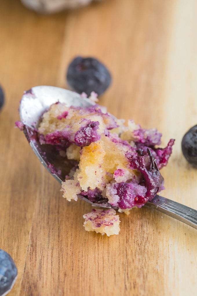 Healthy 1 Minute Blueberry Muffin- Inspired by Starbucks, you only need one minute to whip this healthy, moist, fluffy and delicious mug muffin- There is an oven version too! {vegan, gluten-free, paleo options}