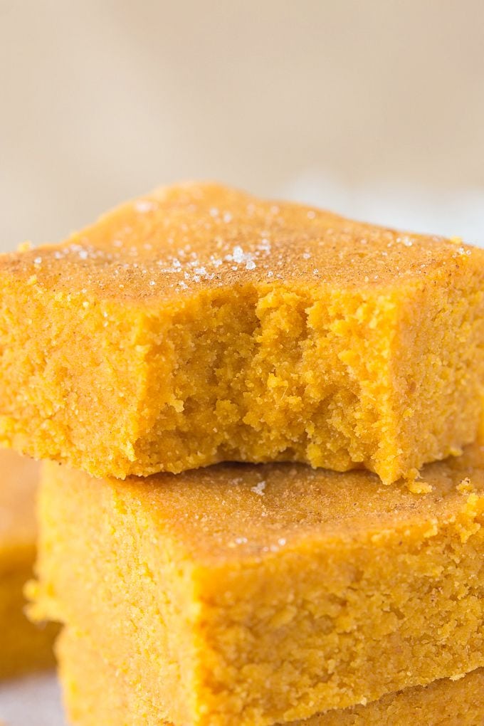 Healthy Three Ingredient No Bake Pumpkin Fudge- Delicious, soft and takes less than FIVE minutes to whip up- It's low fat, high fiber and very low in sugar! {Vegan, gluten free, Whole 30, Paleo friendly} 