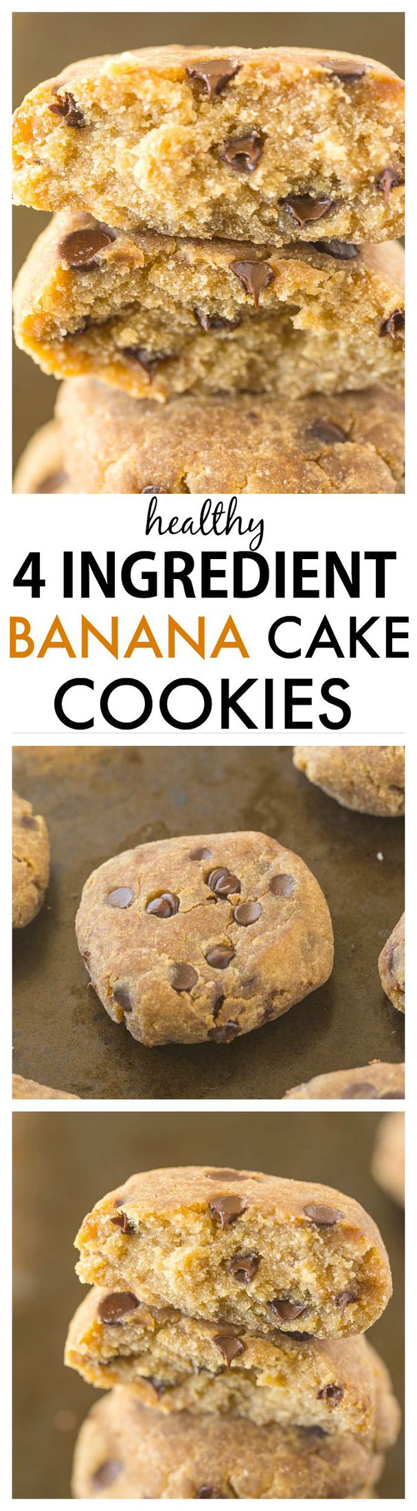 Healthy 4 Ingredient Banana Cake Cookies- Cake-like cookies which need just four ingredients and 12 minutes- You won't believe this delicious recipe is SO healthy too! {paleo, vegan, gluten-free}- thebigmansworld.com