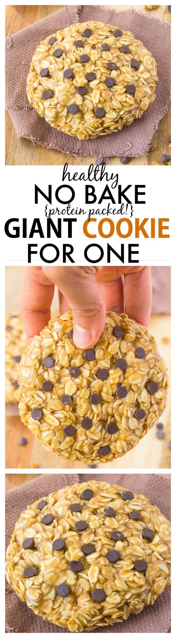 Healthy No Bake Giant Cookie for ONE recipe that is vegan and gluten free