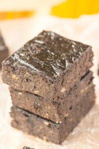Healthy Three Ingredient Flourless Brownies- No butter, eggs or oil in this quick and easy recipe which is ready in minutes- Rich and fudgy yet so healthy too! {vegan, gluten free, paleo, dairy free} -thebigmansworld.com