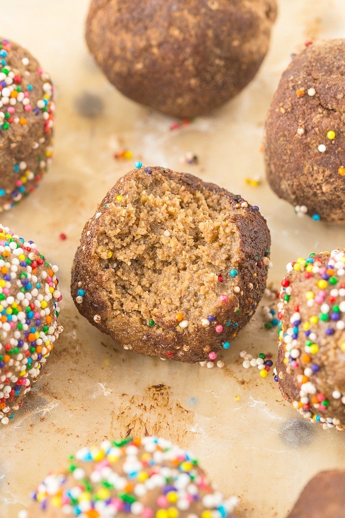 Three Ingredient No Bake Butterfinger Bites Recipe- Quick, easy and SO delicious, you won't believe how delicious and unique this recipe is using leftover bread! {vegan, gluten free, dairy free options}