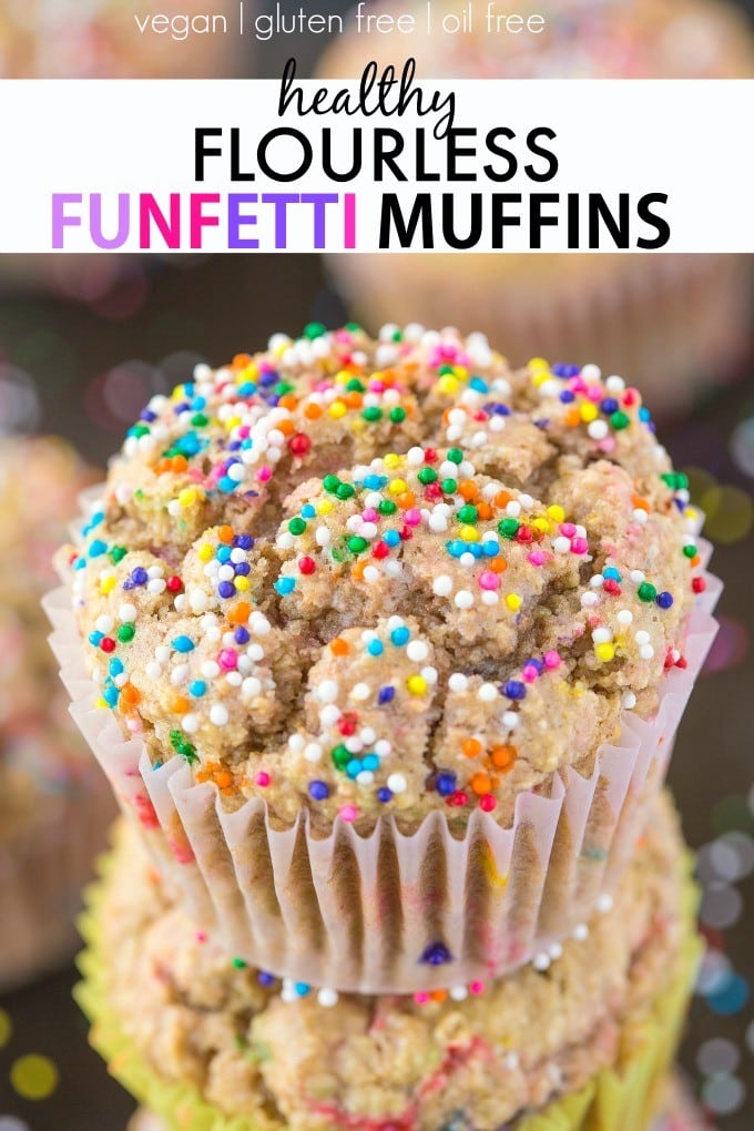 healthy one bowl flourless funfetti muffins