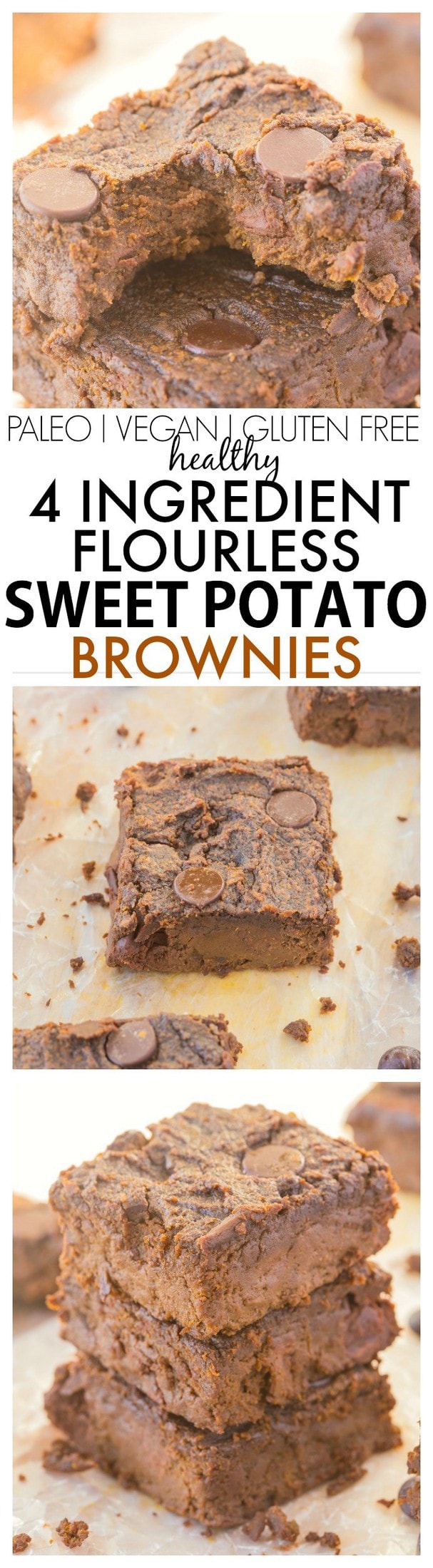 Healthy 4 Ingredient Flourless Sweet Potato Brownies