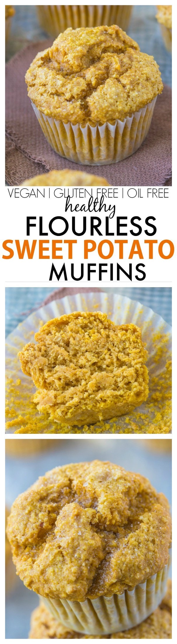 Healthy Flourless Sweet Potato Muffins recipe- Hands down, the BEST sweet potato muffins you'll ever eat- You won't even know they are healthy! NO butter, oil, white sugar or flour! {vegan, gluten free, sugar free}