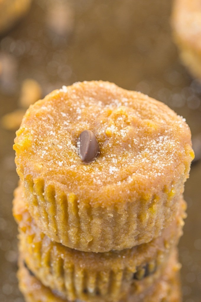 Healthy FOUR Ingredient Banana Bread Muffins- Moist, gooey yet incredibly tender, these 4 ingredient muffins have no butter, oil, white flour or sugar- The perfect recipe to use up bananas! {vegan, gluten free, paleo}