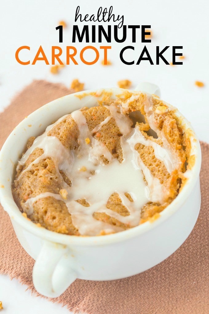 Healthy One Minute Carrot Cake which is moist, fluffy yet tender on the outside- A delicious snack or healthy dessert to enjoy anytime- Oven version too! {vegan, gluten free, paleo recipe}- thebigmansworld.com