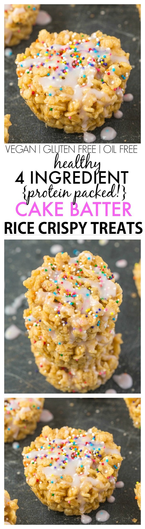 Healthy 4 Ingredient Cake Batter Rice Crispy Treats