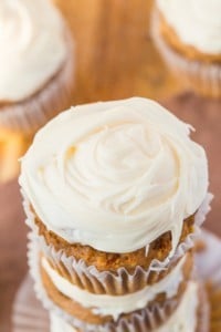 Healthy Flourless Carrot Cake Muffins which are tender on the outside and moist and fluffy on the inside- NO butter, oil, flour OR sugar- Even the frosting is healthy! {vegan, gluten free, sugar free recipe}