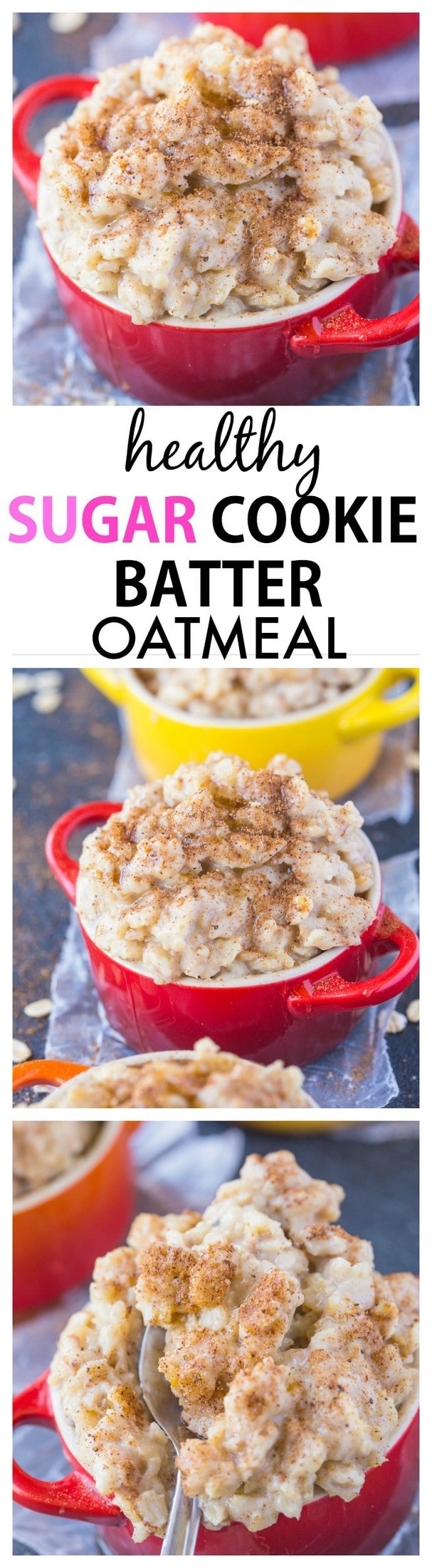 Smooth, creamy and secretly healthy, this sugar cookie batter oatmeal has incredible texture- It can also be completely sugar free too! {vegan, gluten free, high protein recipe}