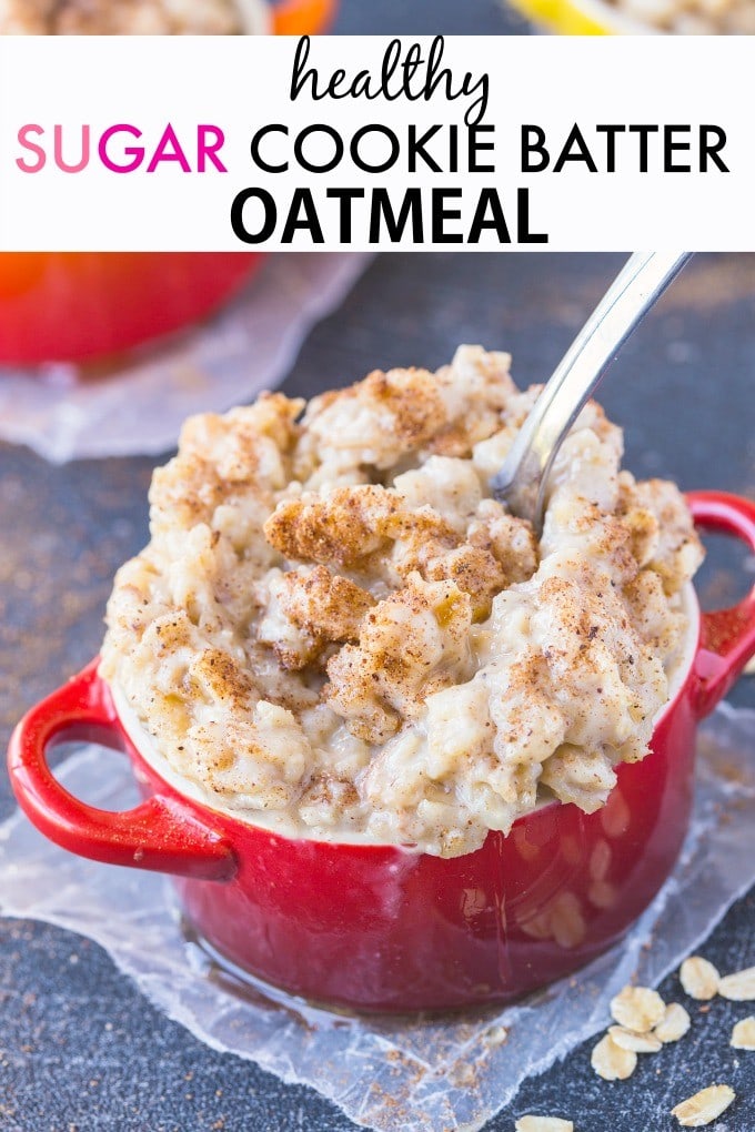 Smooth, creamy and secretly healthy, this sugar cookie batter oatmeal has incredible texture- It can also be completely sugar free too! {vegan, gluten free, high protein recipe}