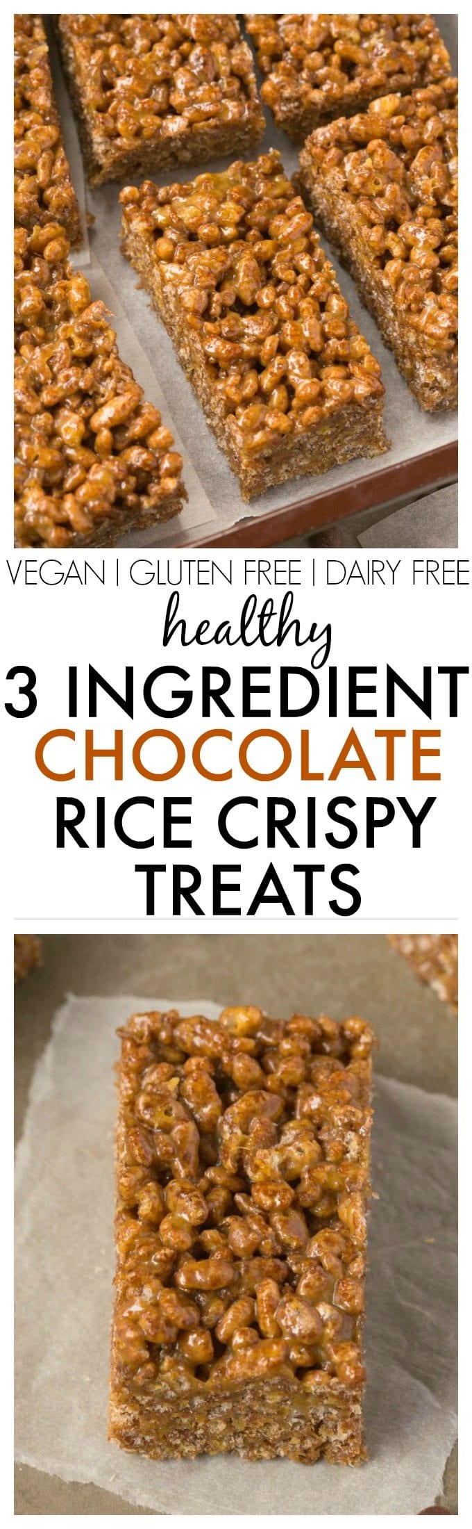 Healthy 3 Ingredient Chocolate Rice Crispy Treats